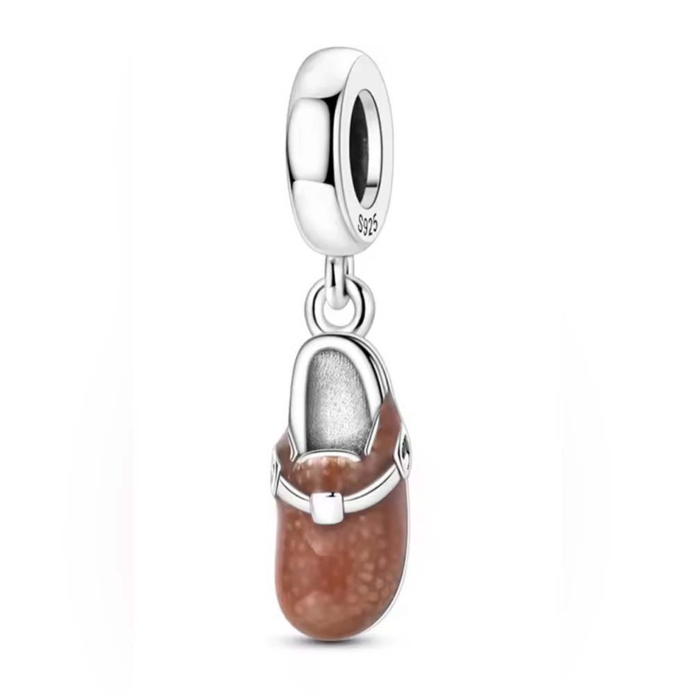 Silver and Brown Shoe Dangle Charm